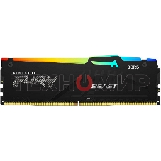 Оперативная память Kingston Fury Beast, DDR5, 16Gb (1x16GB), 6000MHz, CL36, DIMM, с радиатором, RGB, черный