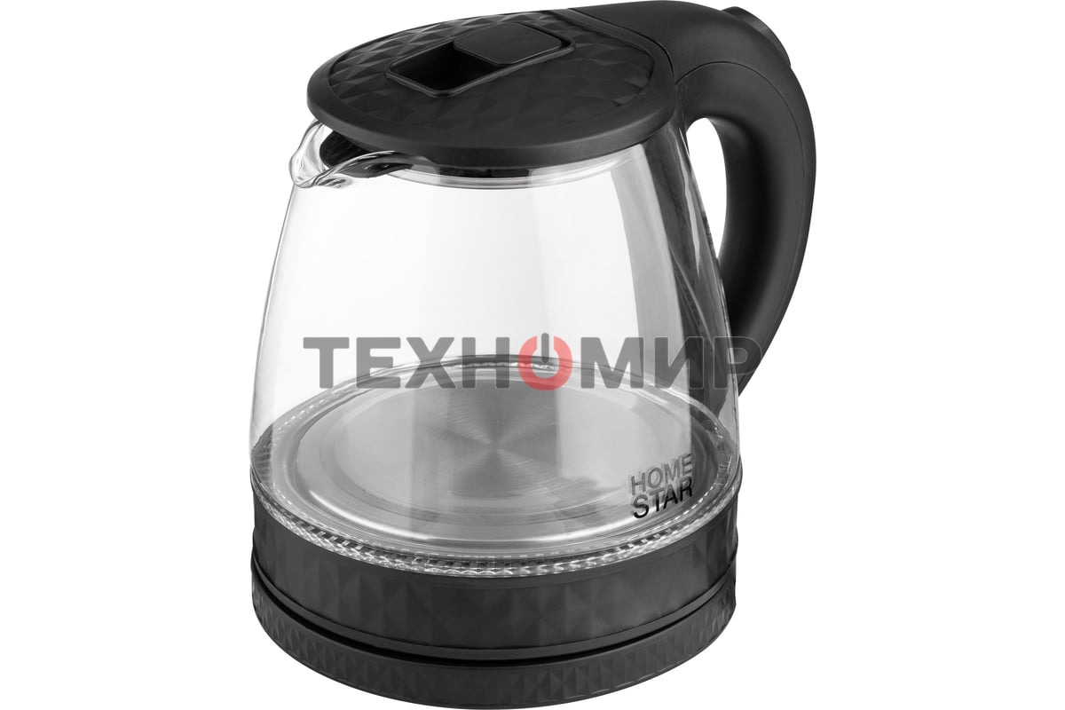 Чайник электрический Homestar HS-1053 1.2 л, стекло/пластик, черный