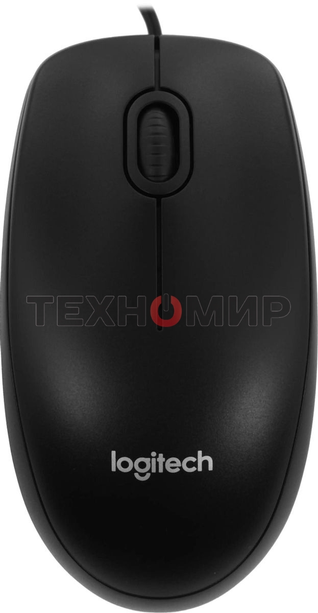 Мышь проводная Logitech B100 черный, 1000 dpi, USB, кнопки - 3