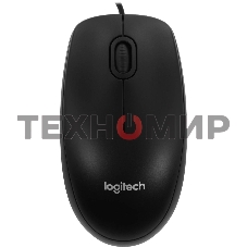 Мышь проводная Logitech B100 черный, 1000 dpi, USB, кнопки - 3