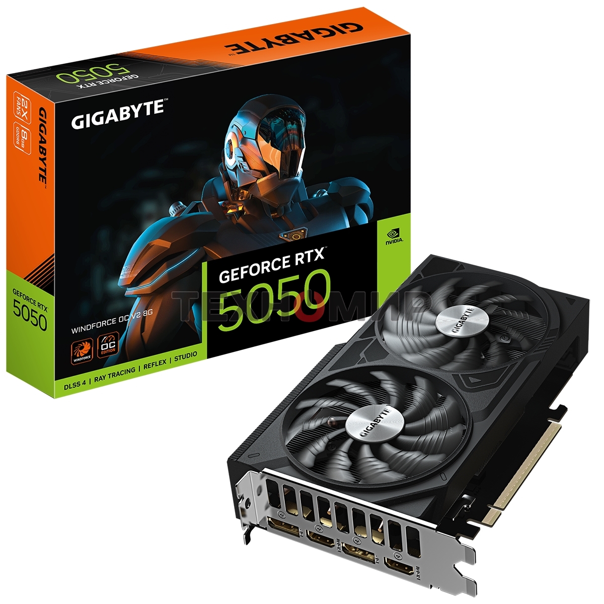 Видеокарта Gigabyte GeForce WINDFORCE OC V2, NVIDIA RTX 5050, 8 ГБ GDDR6, 128 бит, PCI-e 5.0, 1xHDMI, 2xDP, 2587 МГц
