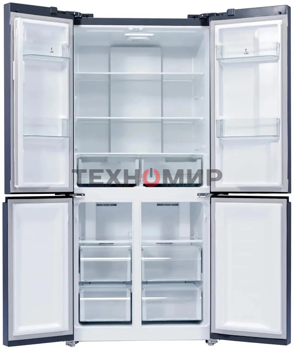 Холодильник LEX LCD450BmID синий металлик трехкамерный 288/129л морозилка снизу Side-by-Side