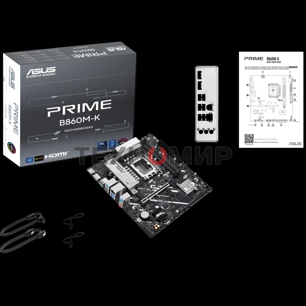 Материнская плата ASUS PRIME B860M-K, LGA 1851, Intel B860, 2xDDR5, 4xSATA, 2xM.2, 1xPCIe 4.0 x16, 2xPCIe 4.0 x1, 1xHDMI, 1xDP, 1x 2.5Gb LAN, 1xUSB-A 10Gbps, 3xUSB-A 5Gbps, 3xUSB-A 2.0, 3x3.5 мм, 7.1, mATX