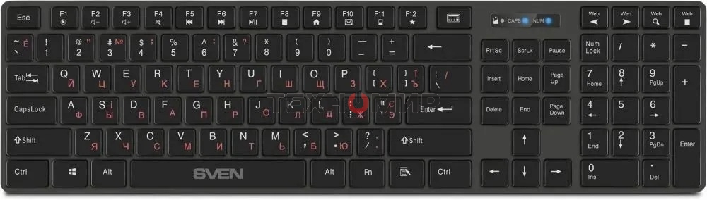 Клавиатура Sven KB-E5300W беспроводная, радиоканал, чёрный