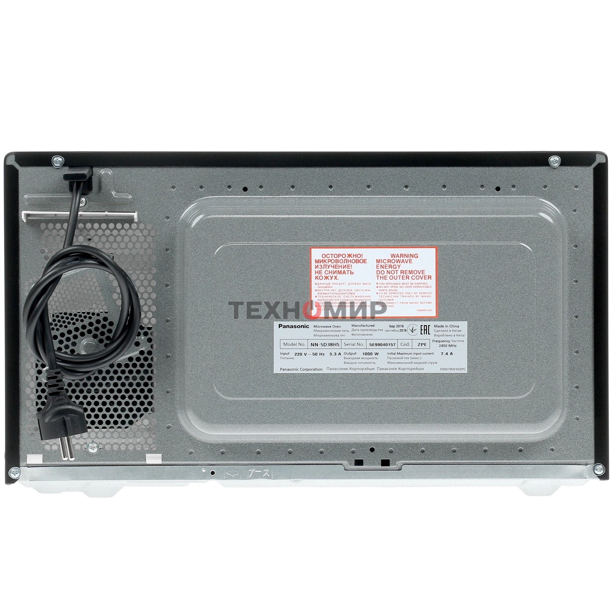 Микроволновая печь Panasonic NN-SD38HSZPE черный/серебристый, 23 л, 1000 Вт, переключатели - сенсор, поворотный механизм