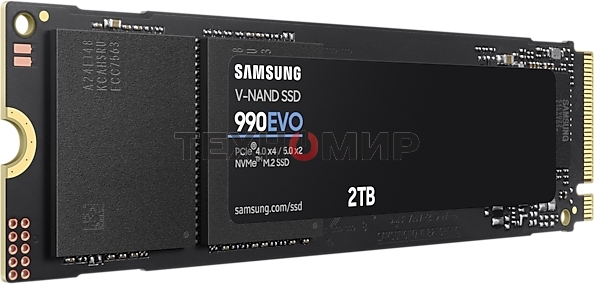 Накопитель SSD Samsung 990 EVO, 2000Gb, PCIe 4.0 x4, M.2 2280, NVMe, R/W 5000/4200