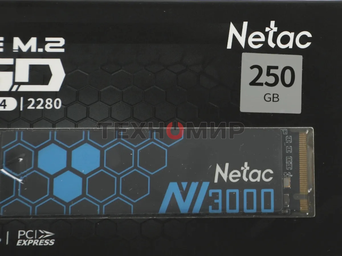 Накопитель SSD Netac NV3000, 250Gb, PCIe 3.0 x4, M.2 2280, NVMe, R/W 3000/1400