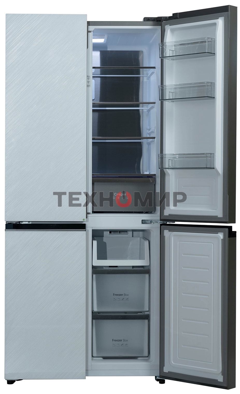 Холодильник Бирюса CD 496 TWG текстурированное белое стекло трехкамерный 334/162л морозилка снизу, NoFrost, Side by Side