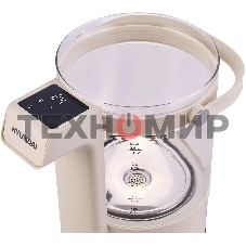 Чайник электрический Hyundai HYK-G7700 2.5 л, 2200 Вт, кремовый/черный корпус: стекло