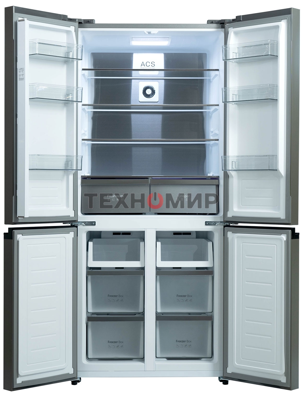 Холодильник Бирюса CD 496 TWG текстурированное белое стекло трехкамерный 334/162л морозилка снизу, NoFrost, Side by Side