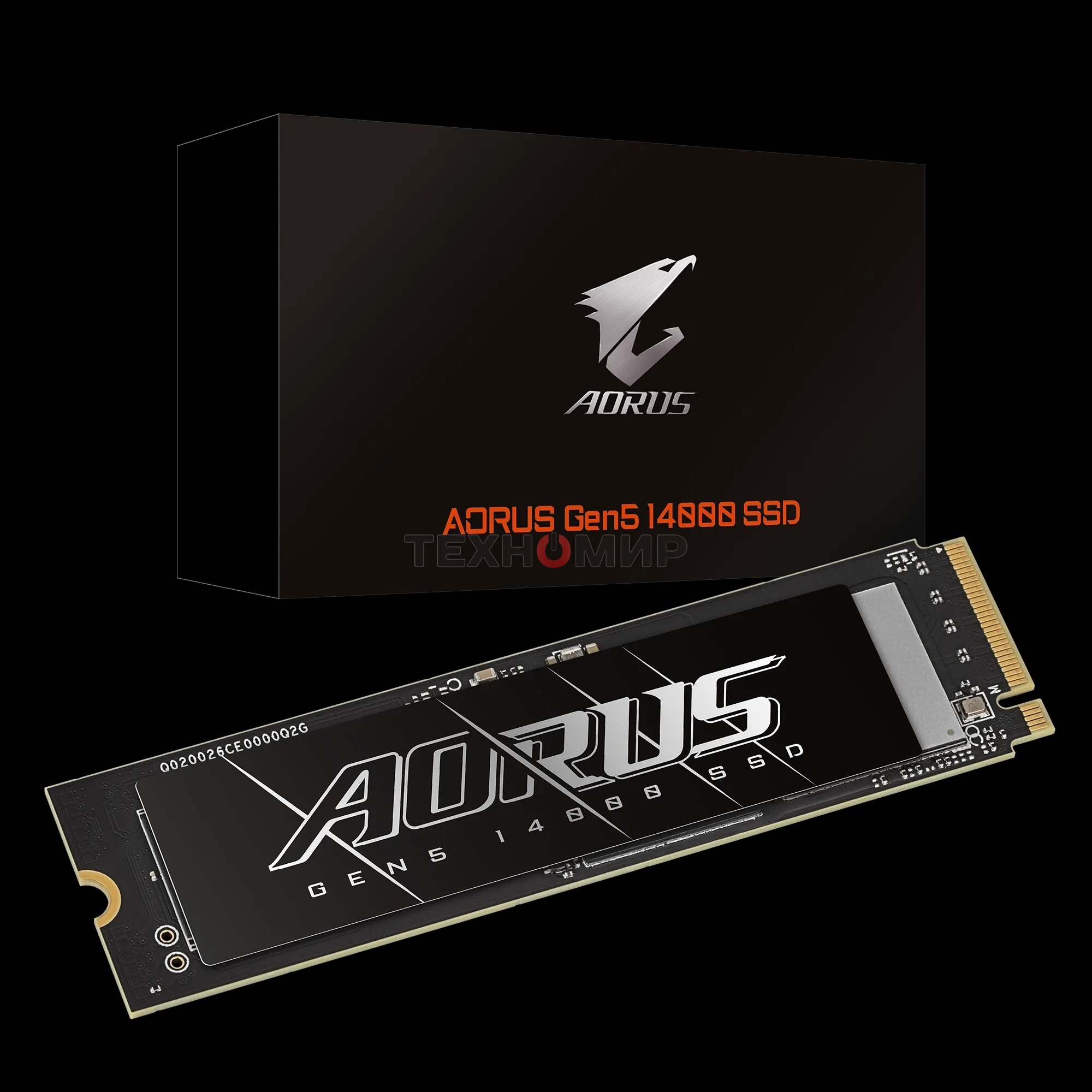 Накопитель SSD Gigabyte AORUS Gen5 14000 AG514K1Tb, 1Tb M.2 2280 PCI-Express 5.0x4, NVMe 2.0, 3D TLC NAND, Phison PS5026-E26, TbW 700