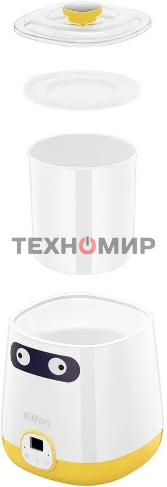 Йогуртница Kitfort КТ-6407 20Вт 1б. 1000 мл упр.:электрон. желтый/белый