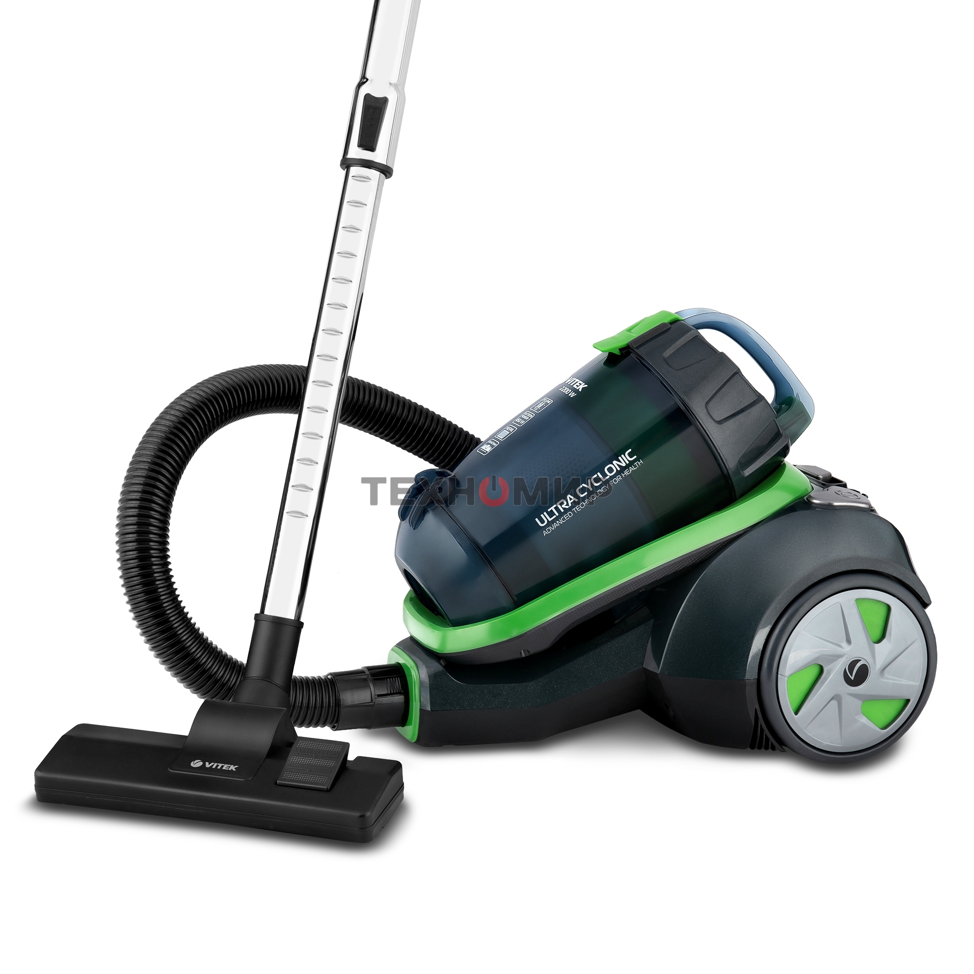 Пылесос Vitek VT-8130 черный/зеленый, 450/2200 Вт, уборка сухая, пылесборник контейнер, 3,5 л
