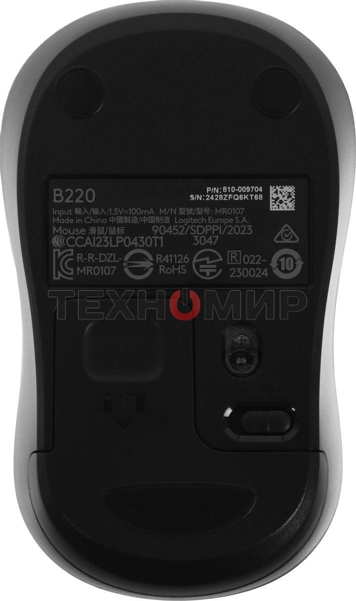 Мышь беспроводная Logitech B220 Silent черный, 1000 dpi, радиоканал, USB, кнопки - 3