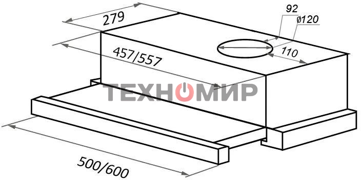 Вытяжка встраиваемая Maunfeld VS Light 50 черный, 50 см, 520 куб. м/ч, 56 дБ