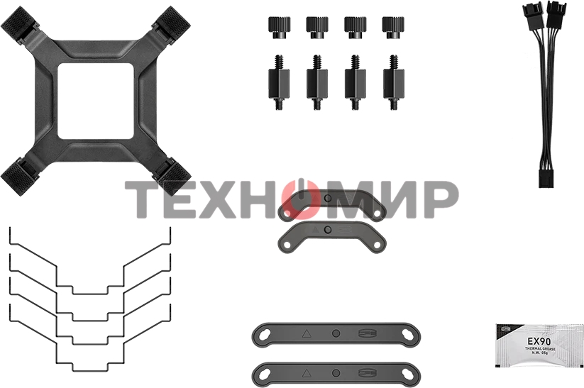 Кулер для процессора PCCooler RT620 BK (250W, 4-pin PWM, 157mm, Al/Cu, 6x6mm, 2x120mm, 73.32CFM, 34.9dBA, 2200RPM, S: 1851/1700/1200/115X, AM5/AM4, black)