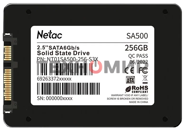 Накопитель SSD Netac SA500, 256Gb, SATA III, 2.5