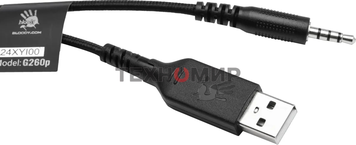 Гарнитура проводная с микрофоном A4Tech Bloody G260p черный 2м мониторные USB оголовье (G260P)