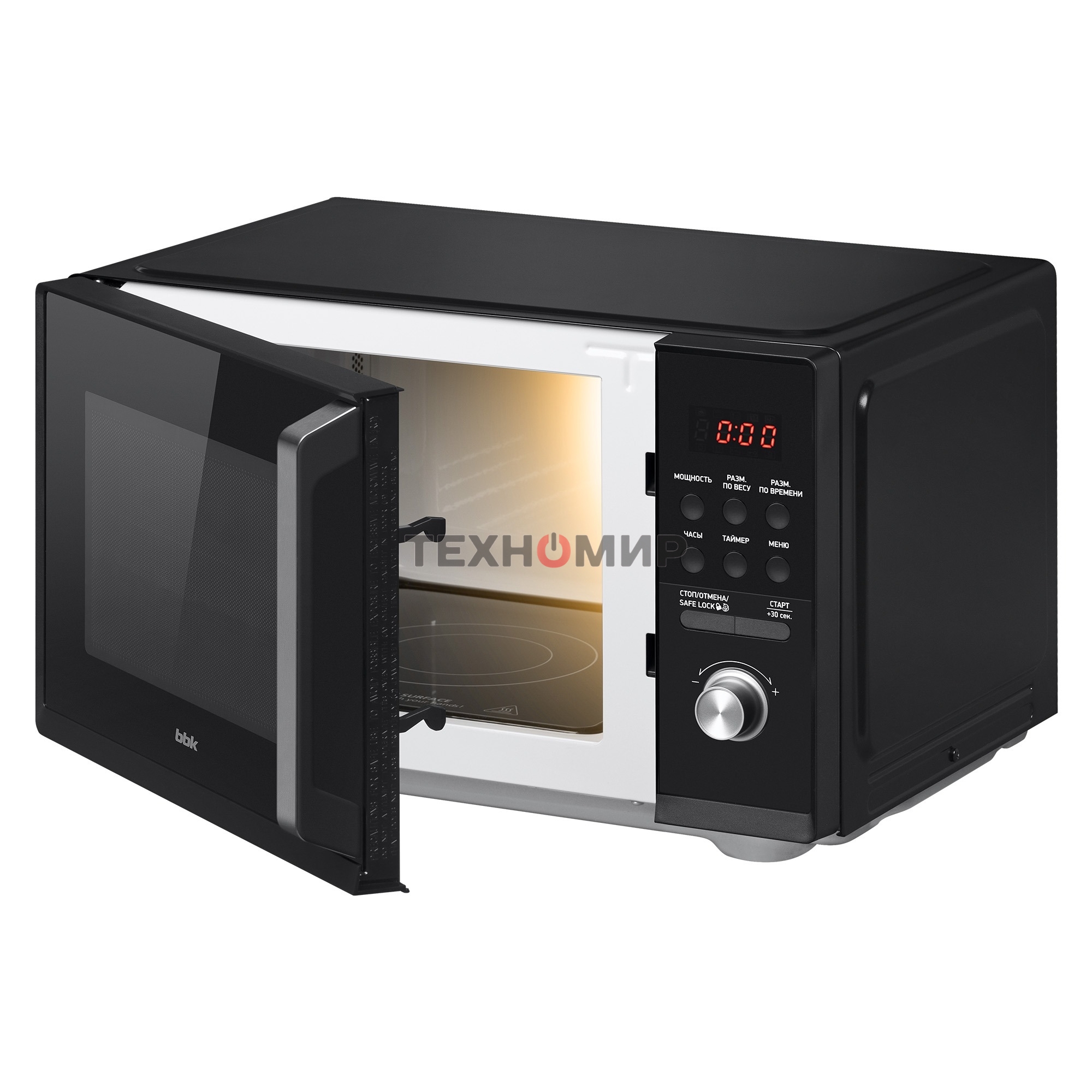 Микроволновая печь BBK 25MWS-954T/B черный, 25 л, 900 Вт, переключатели - кнопки, поворотный механизм