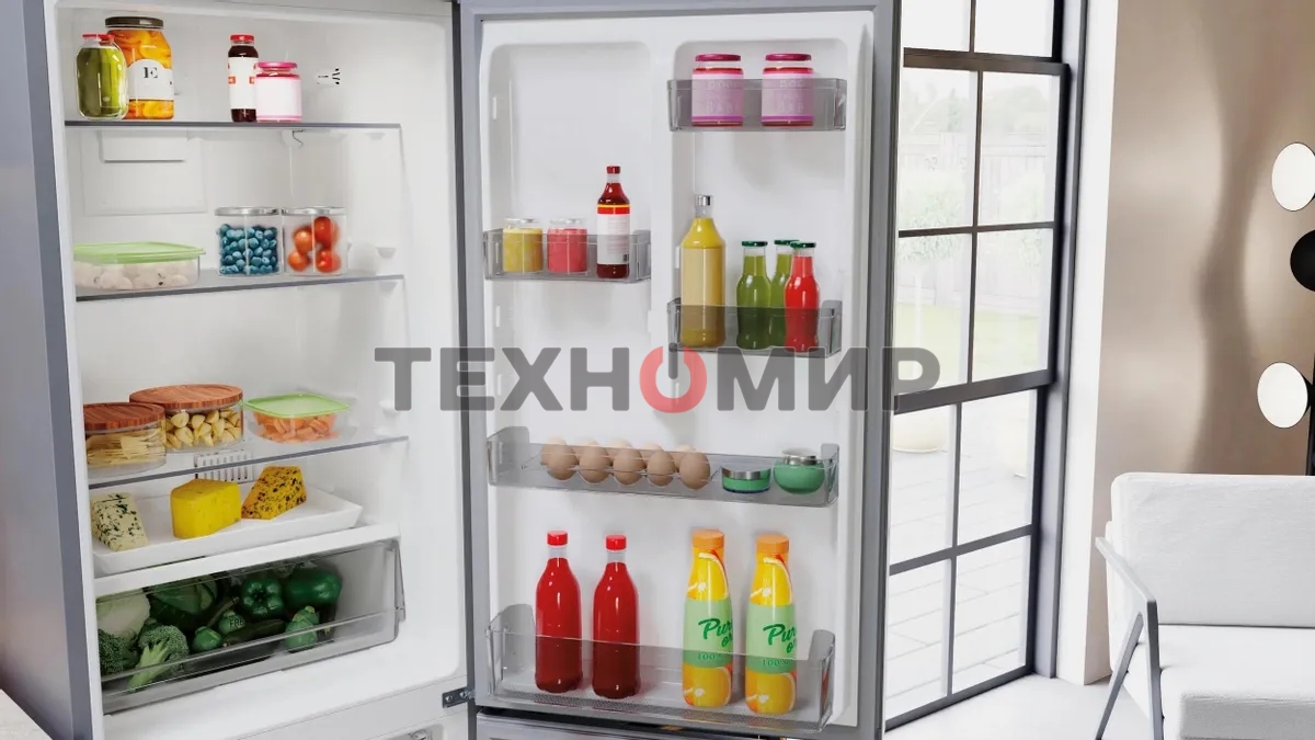 Холодильник Hotpoint HT 5180 MX нержавеющая сталь/серебристый двухкамерный 220/78 л морозилка снизу, No Frost