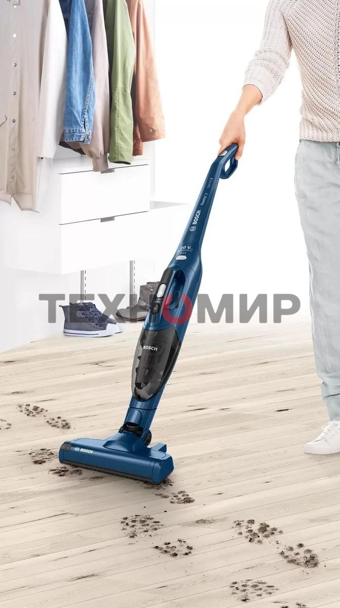 Пылесос вертикальный Bosch Readyy''y BCHF2MX20 синий, питание от аккумулятора, уборка сухая, работа от АКБ max 44 мин