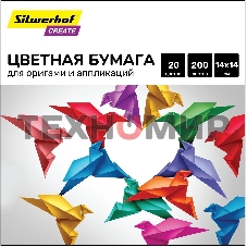 Бумага цветная Silwerhof для оригами и аппликации тонир. 200л. 20цв. Create 80г/м2 140х140мм