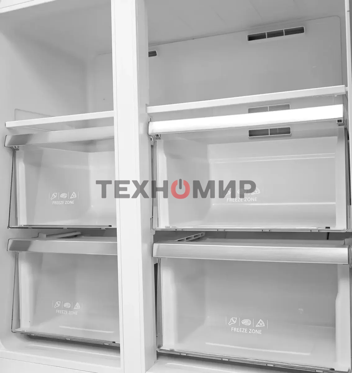 Холодильник LEX LCD450MgID серый трехкамерный 288/129л морозилка снизу Side-by-Side