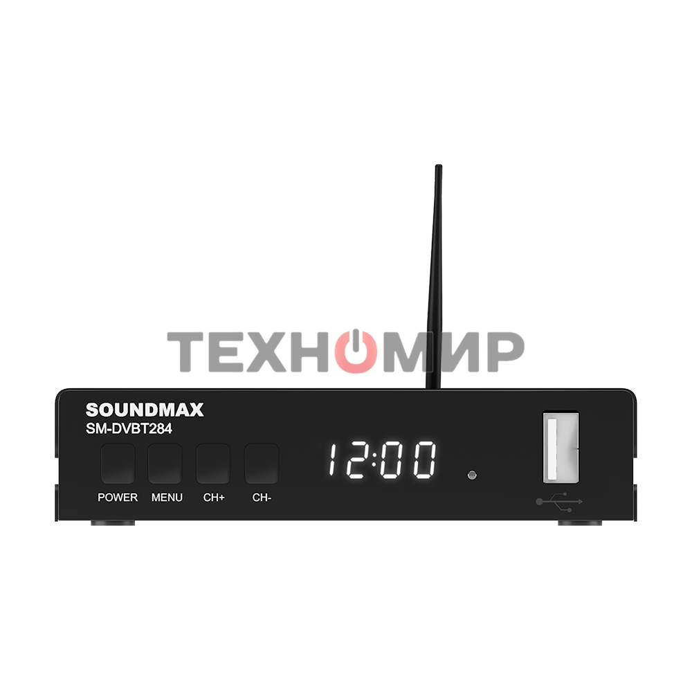 Приставка для цифрового ТВ SoundMax SM-DVBT284 черный, DVB-T2, DVB-T, DVB-C, HDMI, USB 2.0 х2