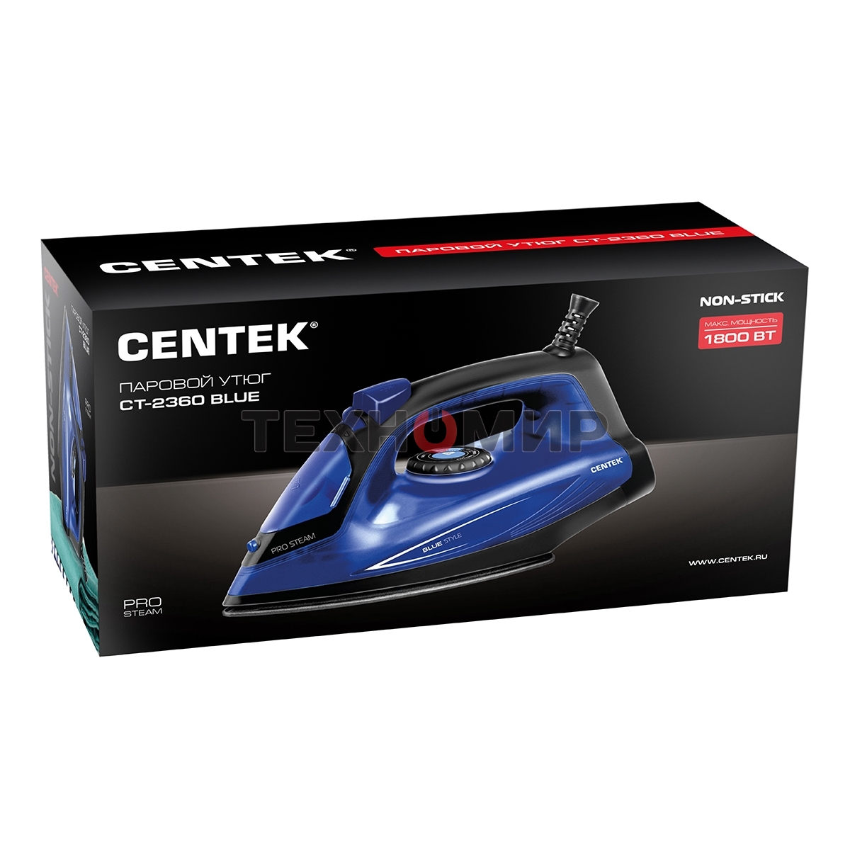Утюг Centek CT-2360 синий/черный, 1600 Вт, 20 г/мин, 80 г/мин, 200 мл