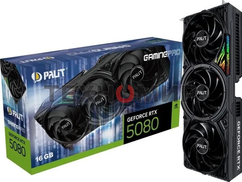 Видеокарта Palit PA-RTX 5080 GAMINGPRO 16Gb GDDR7 256bit 3xDP HDMI 3FAN RTL