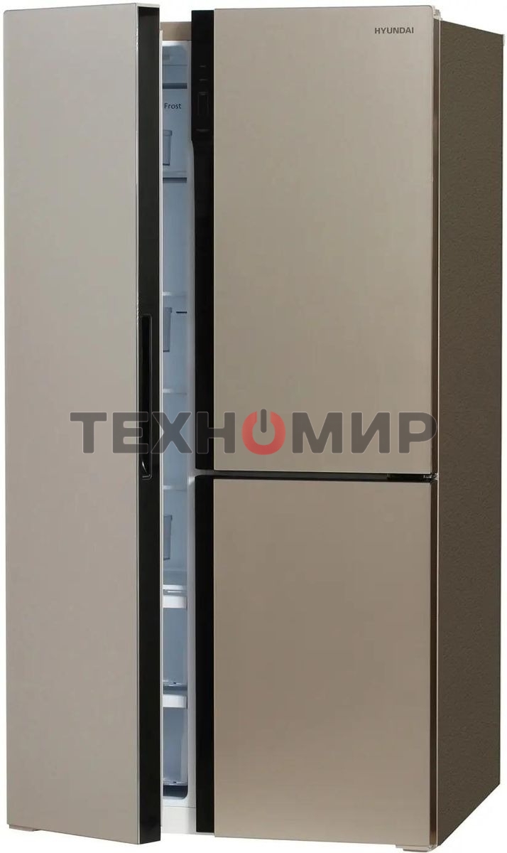 Холодильник Hyundai CS6073FV шампань трехкамерный 329/223л морозилка сбоку, No Frost, Side by Side
