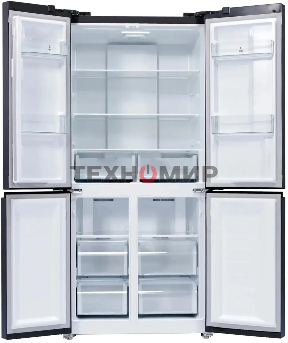 Холодильник LEX LCD450MgID серый трехкамерный 288/129л морозилка снизу Side-by-Side