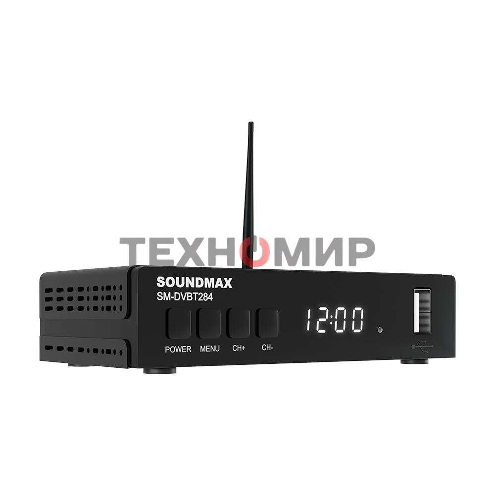 Приставка для цифрового ТВ SoundMax SM-DVBT284 черный, DVB-T2, DVB-T, DVB-C, HDMI, USB 2.0 х2