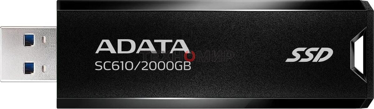 Внешний SSD ADATA SC610, 2TB, USB 3.2 Gen 2 Type-A, R/W 550/500, черный