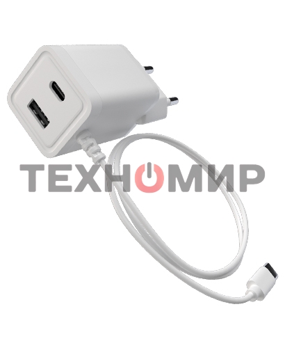 Сетевое зарядное устройство Maxvi A304T Type-C\USB 3A 15W + литой кабель Type-C 1.2м, белый