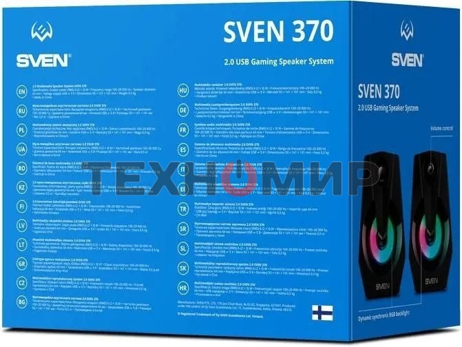Акустическая система Sven 370 2.0 черные (2x2W, USB, RGb подсветка)