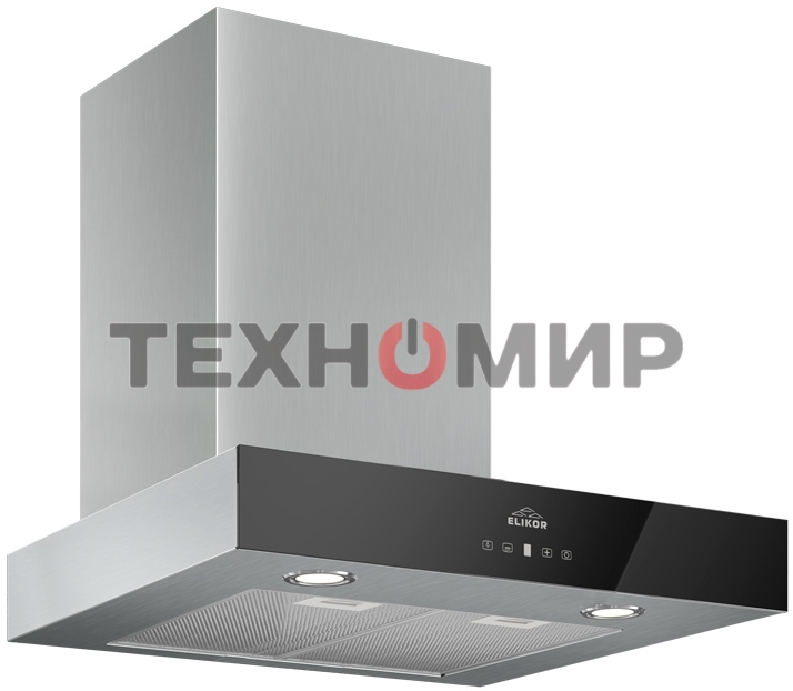 Вытяжка каминная Elikor Агат 60Н-1000-Е4Д серебристый/черный, 59 см, 1000 куб. м/ч, 59 дБ