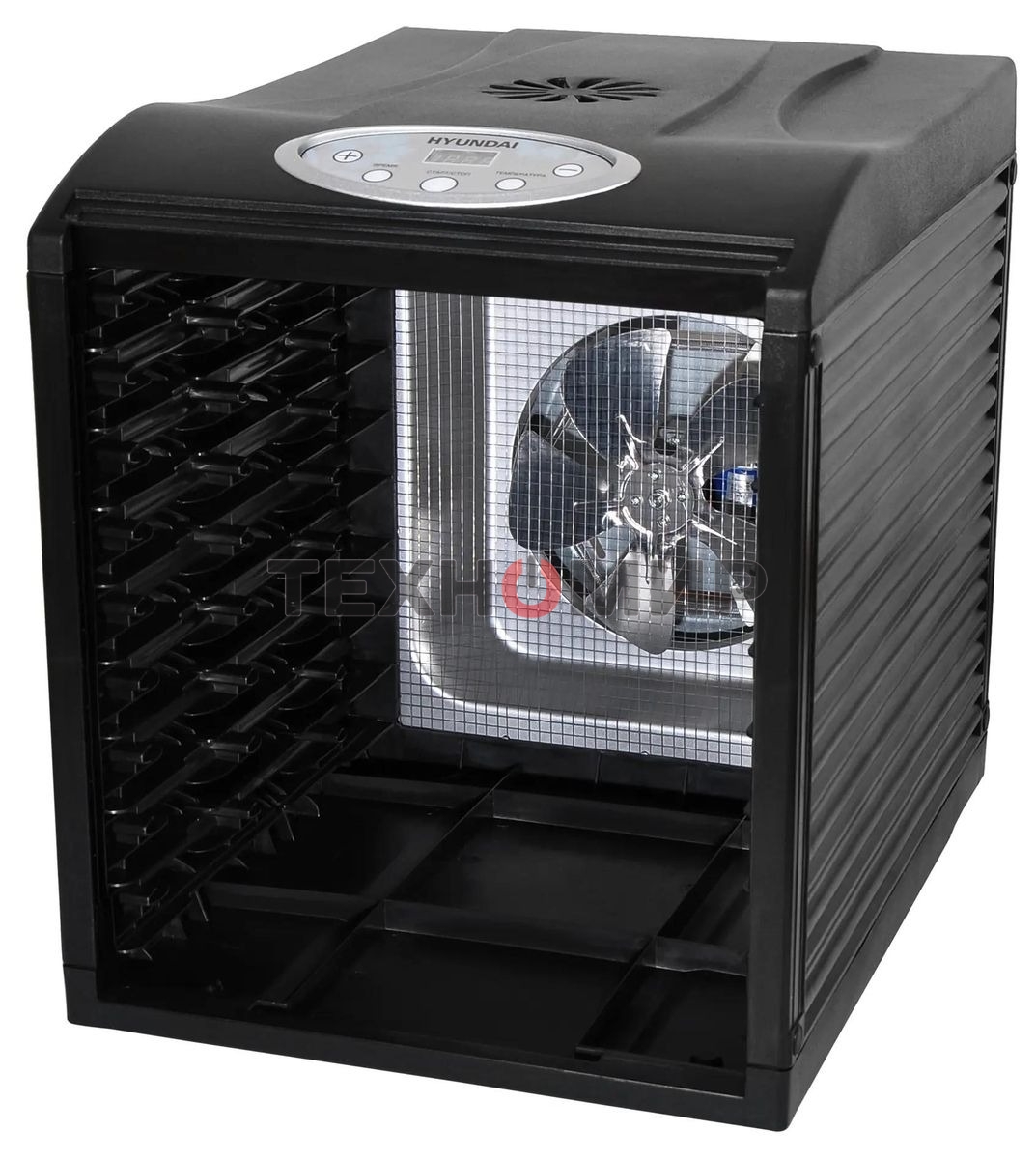 Сушка для фруктов и овощей Hyundai HYFD-P1801 18под. 700 Вт, черный