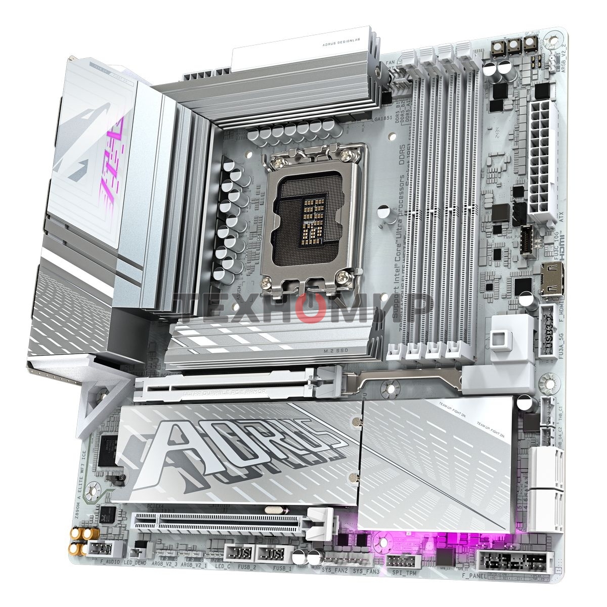 Материнская плата Gigabyte Z890M AORUS ELITE WIFI7 ICE, LGA 1851, Intel Z890, 4xDDR5, 4xSATA, 3xM.2, 1xPCIe 4.0 x4, 1xPCIe 5.0 x16, 1xDP, 1xUSB-C, 1x 2.5Gb LAN, 1xUSB-A 3.2 Gen 2, 4xUSB-A 3.2 Gen 1, 2x3.5 мм, TOSLINK, 7.1, 1xUSB4, mATX