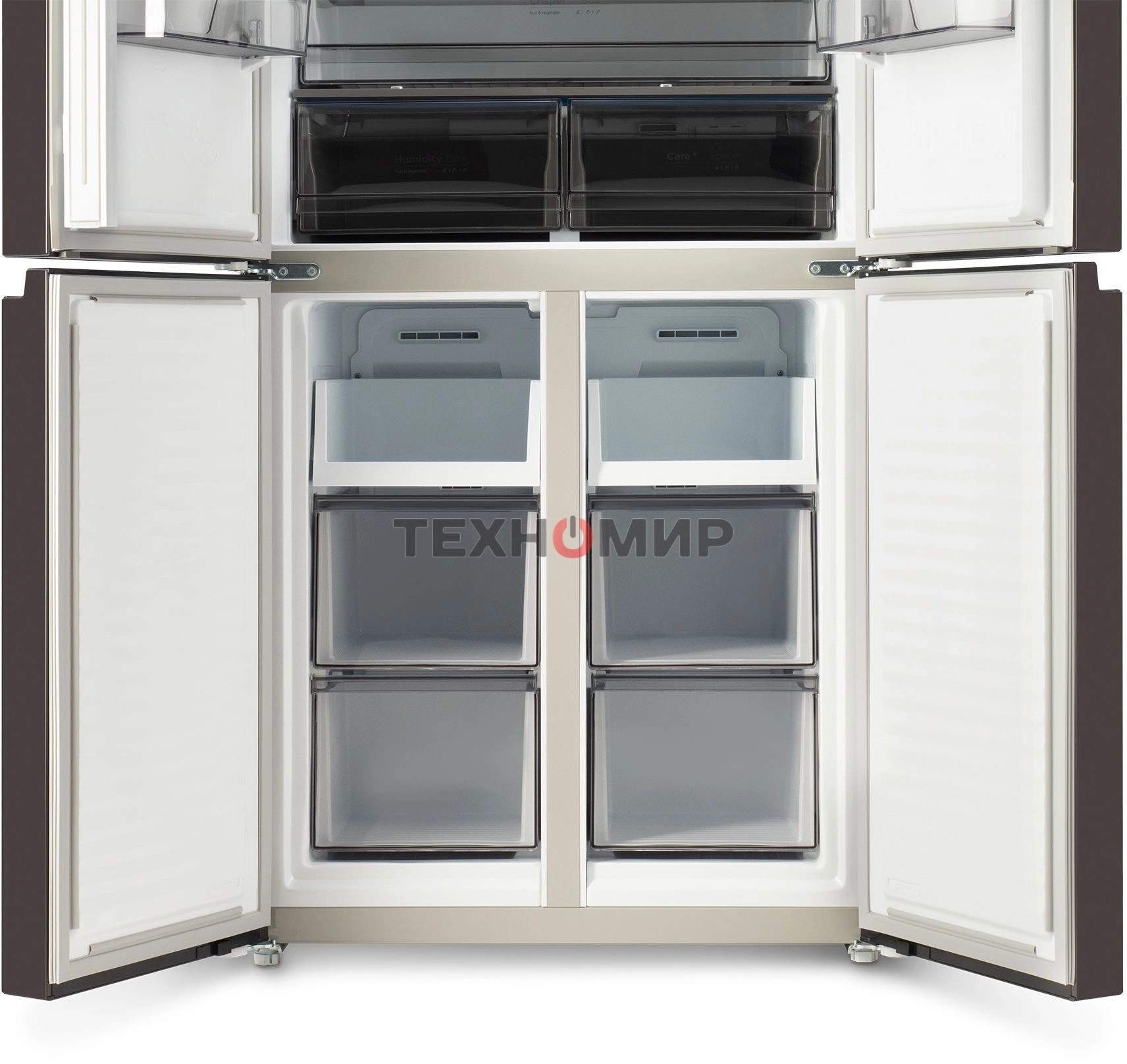 Холодильник Hyundai CM45043F черная сталь трехкамерный 405/270л морозилка снизу No Frost, Side by Side