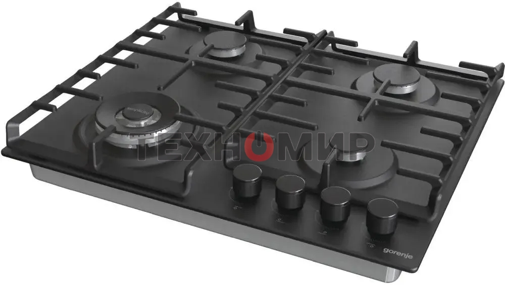 Газовая варочная панель Gorenje GW642SYB, 4 конфорки, эмалированная сталь, черный