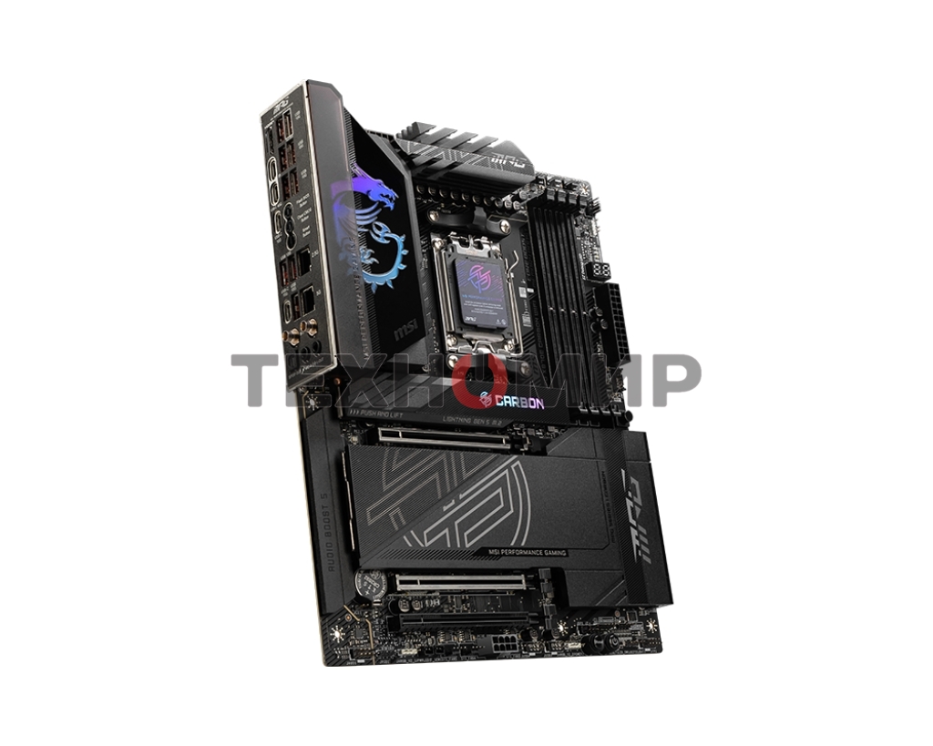 Материнская плата MSI MPG X870E CARBON WIFI, AM5, AMD X870E, 4xDDR5, 4xSATA, 4xM.2, 1xPCIe 5.0 x16, 1xPCIe 5.0 x4, 1xPCIe 4.0 x4, 1xHDMI, 2xUSB-C, 2x1Gb LAN, 9xUSB 3.2 Gen 2, 2xUSB4, 2x3.5 мм, 7.1, ATX