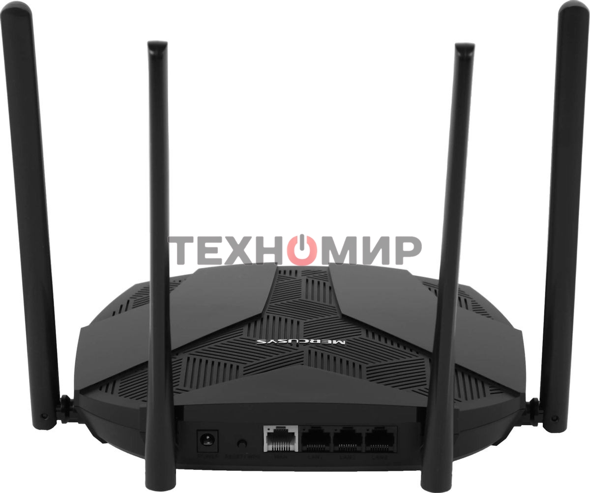Двухдиапазонный роутер MERCUSYS MR80X AX3000 Wi-Fi 6, до 574 Мбит/с на 2,4 ГГц + до 2402 Мбит/с на 5 ГГц,4 фиксированные внешние антенны, 3 гигабитных порта LAN, 1 гигабитный порт WAN