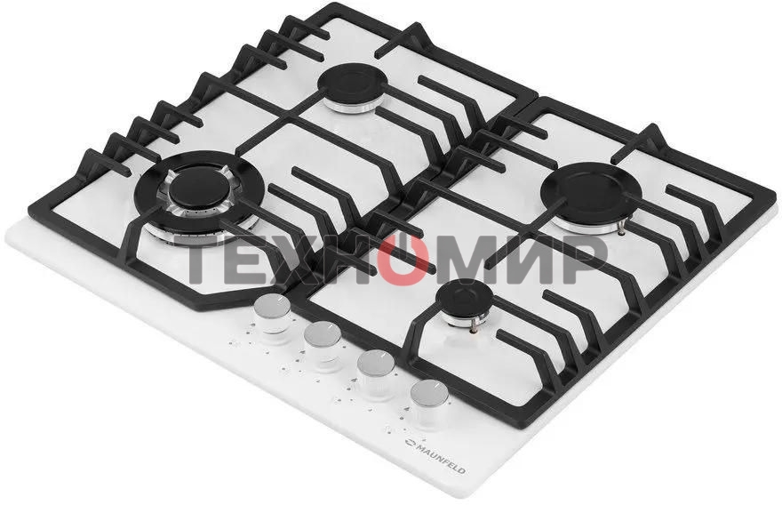 Газовая варочная панель Maunfeld EGHE.64.43CW/G, 4 конфорки, эмалированная сталь, белый