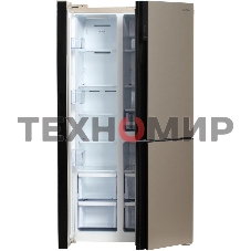 Холодильник Hyundai CS6073FV шампань трехкамерный 329/223л морозилка сбоку, No Frost, Side by Side