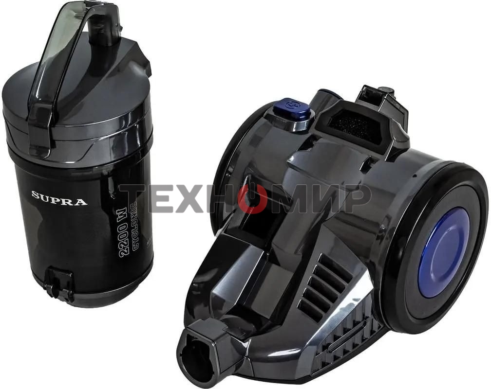 Пылесос Supra VCS-2410 синий/черный, 380/2200 Вт, уборка сухая, пылесборник контейнер, 1.5 л