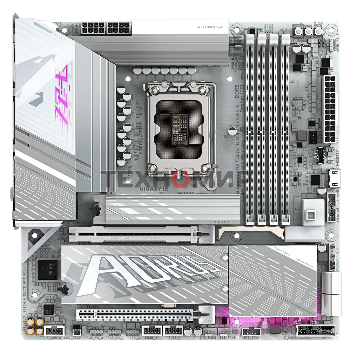 Материнская плата Gigabyte Z890M AORUS ELITE WIFI7 ICE, LGA 1851, Intel Z890, 4xDDR5, 4xSATA, 3xM.2, 1xPCIe 4.0 x4, 1xPCIe 5.0 x16, 1xDP, 1xUSB-C, 1x 2.5Gb LAN, 1xUSB-A 3.2 Gen 2, 4xUSB-A 3.2 Gen 1, 2x3.5 мм, TOSLINK, 7.1, 1xUSB4, mATX