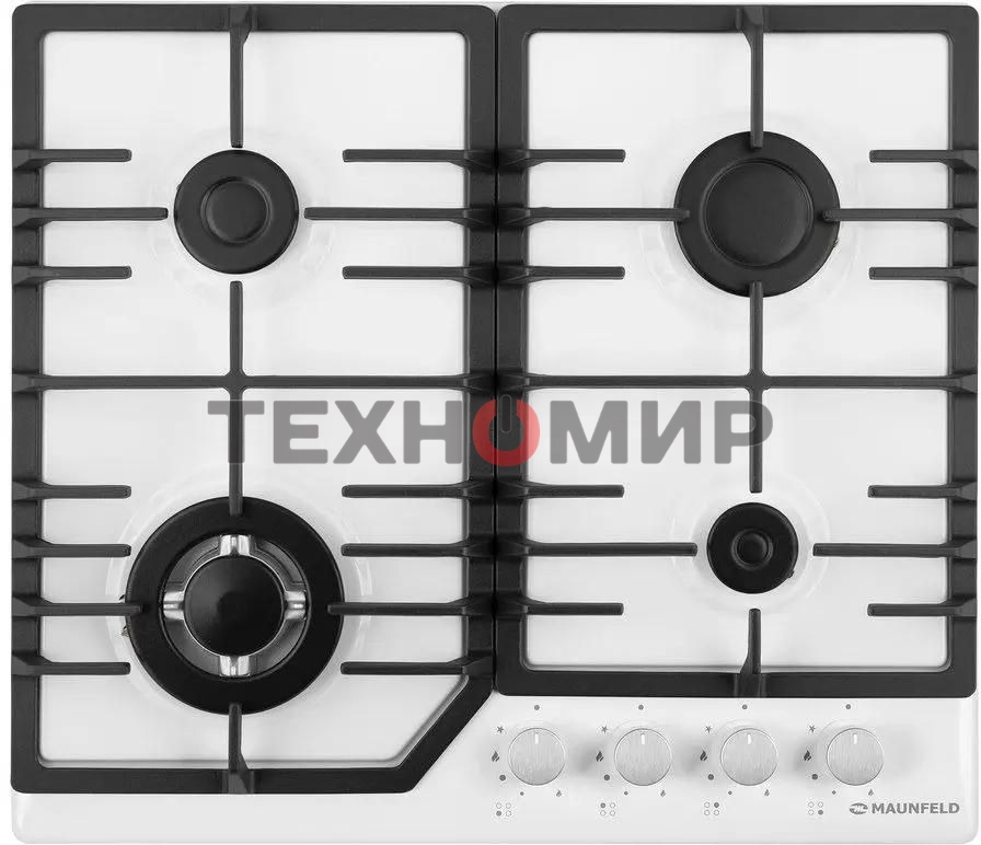 Газовая варочная панель Maunfeld EGHE.64.43CW/G, 4 конфорки, эмалированная сталь, белый