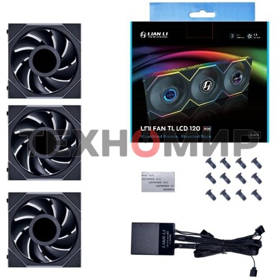 Корпусный вентилятор LIAN LI UNI FAN TL LCD (3pcs) G99.12TLLCD3B.00 черный 120мм 1900rpm 27db 7-pin