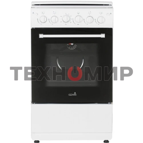 Плита газовая Cezaris ПГ 2150-10 белый, конфорок 4 шт, духовка 43 л, 51 см x 85 см x 55 см